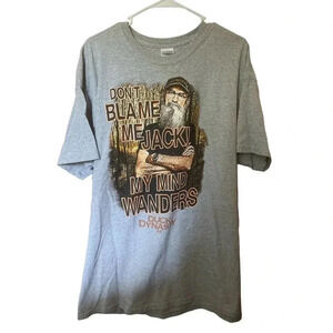DUCK DYNASTY SIZE XL GRAY TEE WITH SAYING DON'T BLAME ME JACK MY MIND WANDER